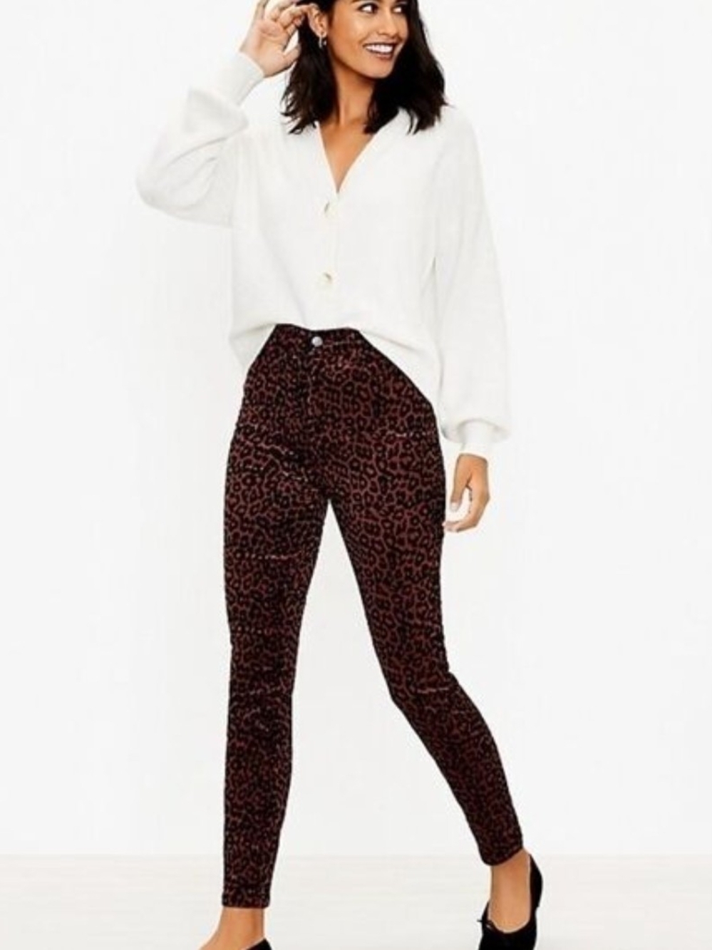 LOFT Leopard Cordoury Skinny Jeans